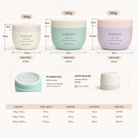 Pot à crème en PEHD 100/200/300g, anti-fuite, à large ouverture, pour gommage corporel, soin de la peau, beurre, impression personnalisée - Vente chaude
