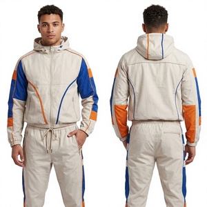 Ensemble de survêtement coupe-vent à capuche pour homme, léger, sportif, séchage rapide, fermeture éclair, deux pièces, polyester/nylon - Product Image 5