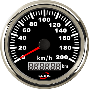 <span class=keywords><strong>Compteur</strong></span> de <span class=keywords><strong>vitesse</strong></span> <span class=keywords><strong>GPS</strong></span> ECMS étanche noir 316L avec lunette de 85 mm pour voiture, moto, tracteur, camion, MPH, 200 km/h avec rétroéclairage 12V/24V - Product Image 5