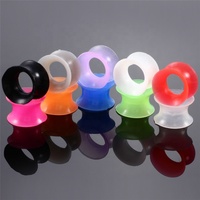 Plugs de piercing pour oreilles en silicone noir creux, fins et flexibles, à double évasement, de 3mm à 25mm, bijoux corporels pour mariage et fiançailles, vente en gros