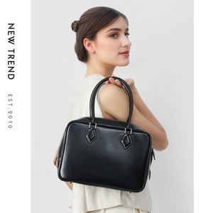Bolso de Mano Vintage para Mujer, de Cuero Vacuno Genuino, Impermeable, con Cierre, Correa Única, Forro de Cuero Genuino Personalizado - Product Image 3