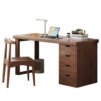 Bureau deux places en bois massif Monovel avec étagère, table d'étude moderne pour ordinateur, pour chambre et bureau
