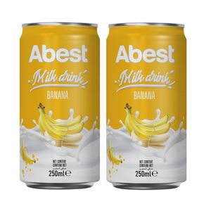 Ingrédients 100% naturels, bons pour la santé, contactez-nous, lait de fruits Abest 250 ml/boîte, saveur banane, goût sucré, marque OEM/ODM - Product Image 1