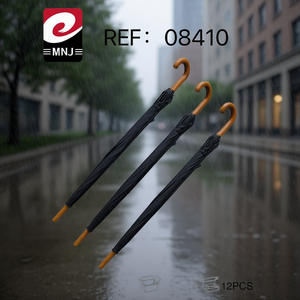 MNJ Umbrella Black With Wooden Handle 12Pcs Pack For Rain Protection - Product Image 2
