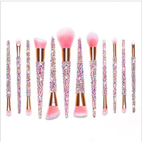 Juego de brochas de maquillaje de alta calidad, juego de 12 brochas de maquillaje de diamantes de imitación, de marca profesional