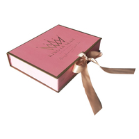 Boîte pliante rose personnalisée écologique pour parfums et cosmétiques, emballage de luxe en papier pour coffret cadeau de soins de la peau avec poignée
