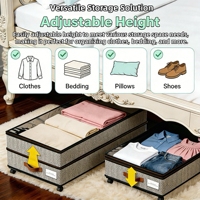Boîte de rangement sous lit authentique avec roulettes, boîte de rangement pliable avec fenêtre transparente, rangement sous lit zippé pour vêtements et chaussures