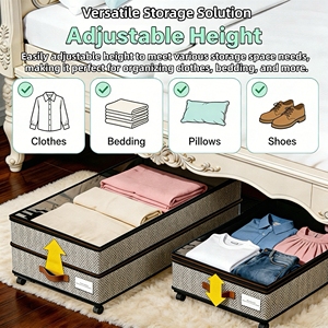 Caja <span class=keywords><strong>de</strong></span> <span class=keywords><strong>Almacenamiento</strong></span> Debajo <span class=keywords><strong>de</strong></span> la Cama con Ruedas, Plegable, con Ventana Transparente, con Cierre, para Ropa y Zapatos - Product Image 4