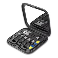 Juego de Cables de Datos para Viaje Todo en Uno de Alta Calidad con Estuche de Almacenamiento, Espejo de Maquillaje y Soporte para Teléfono