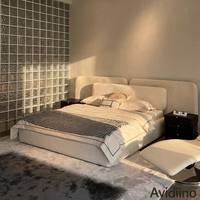 Lit intégré sur mesure de luxe Avidiino, style minimaliste italien, avec tête de lit superposée extra-large, pour suite principale de villa, projet de designer