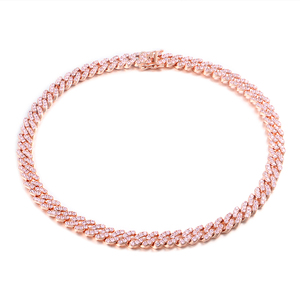 Colar de Cobre e Latão Banhado a Ouro Rosê de 8mm com Corrente Box e Zircônia, Estilo Hip-hop, Presente Unissex para Casamento/Noivado - Product Image 1