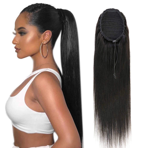 Letsfly Cheap Long Wave Ponytail Extension Magic Paste Heat Resistant Wavy <b>Wrap</b> Around Ponytail <b>Black</b> Hairpiece for Women - Product Image 2