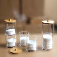 Boîte de rangement de coton-tige de maquillage boîte de rangement de cosmétiques avec couvercle en bambou