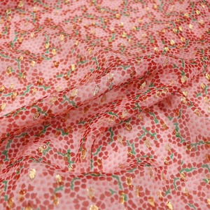 Mới Nhất In Hoa Thiết Kế In Ấn Dòng Vàng Phong Cách Mịn <span class=keywords><strong>Georgette</strong></span> Cơ Sở Lụa Kim Loại Vải Cho Phụ Nữ Bên Khỏe Mạnh Ăn Mặc - Product Image 4