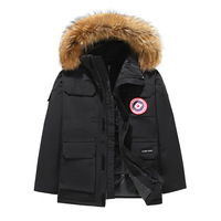 Doudoune Homme Tendance Style Canadien avec Capuche, Manteau Épais et Chaud à Grand Col de Fourrure à la Mode, Parka Unisexe Modèle Couple