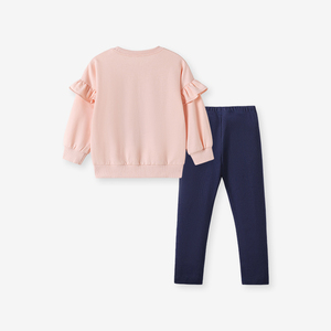Completo Set Abbigliamento <span class=keywords><strong>Bambina</strong></span> 2 Pezzi 2025: Felpa a Maniche Lunghe con Stampa Coniglio Cartone Animato e <span class=keywords><strong>Leggings</strong></span> Blu Navy Casual Anti-Piega - Product Image 3