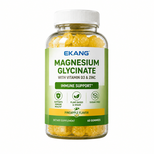 Gomitas de Glicinato de Magnesio EKANG con Vitamina D3 y Zinc, Sabor Piña Vegano, Suplemento Dietético para el Apoyo Inmunológico, 60 Unidades - Product Image 1