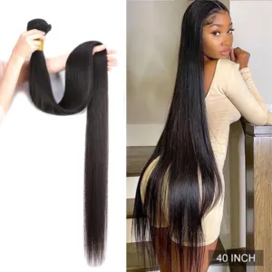 Raw Indian Virgin 40 Inch Human Hair Extension Cheap Long Straight Cuticle Aligned Human Hair Bundles Natural Hair Products