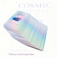 Jeu de cartes personnalisées avec dégradé de couleurs pastel, support en bois, boîte de rangement, vernis mat, cartes motivantes