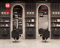 Support de barbier moderne personnalisé pour un salon de coiffure de luxe, mobilier d'intérieur, vitrine de salon de coiffure pour hommes