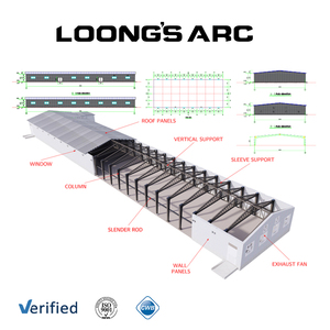 Cina fornitura di fabbrica facile installazione ampia campata prefabbricata struttura in acciaio fienile/capanna di vacca/cavallo stabile <span class=keywords><strong>con</strong></span> pareti aperte - Product Image 2
