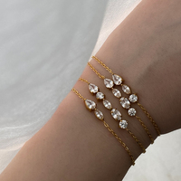 Bracelets empilables pour femmes en acier inoxydable plaqué or 18 carats avec zircone cubique, formes poire, marquise et ronde, bijoux délicats superposés