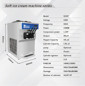 Thương mại tự động mềm Máy làm kem 2300W sữa chua phục vụ Maker 3 hương vị 36-40l/h Công suất bánh sử dụng rau làm - Product Image 6