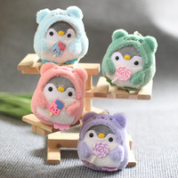 Mini porte-clés pingouin kawaii en peluche, petit animal en peluche, breloque pour sac à dos, décoration, pendentif