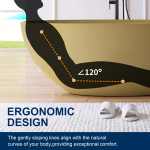 Bañera de remojo independiente moderna Maydon, elegante bañera de piedra artificial ovalada de superficie sólida blanca mate, tapa duradera ecológica - Product Image 2