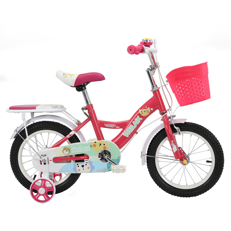 Vélo Enfant 14 Pouces Avec Panier – Rose – Pour Les 3 à 5 Ans, équipé De Roues Stabilisatrices