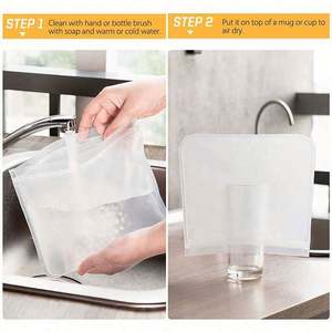 Sacs de congélation réutilisables en silicone transparent de haute qualité, écologiques, thermoscellables, sous vide, pour aliments de cuisine - Product Image 5