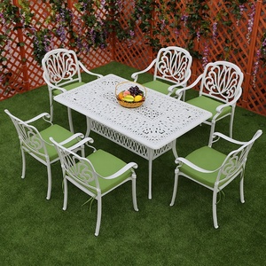 Juego de comedor moderno para exteriores, aluminio fundido para hotel, Resort, casa, cafetería, playa, patio, <span class=keywords><strong>terraza</strong></span>, jardín, casa de campo, villa, <span class=keywords><strong>bar</strong></span> - Product Image 1