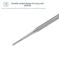 Lime à ongles en acier inoxydable double tête, repousse-cuticules, lime à ongles quatre faces pour le modelage des ongles, outil de manucure professionnel, lot de 3 pièces