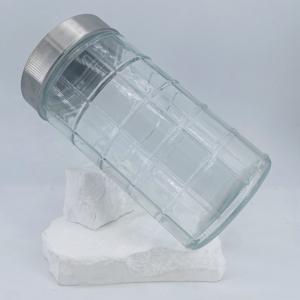 Vente en gros <span class=keywords><strong>de</strong></span> bocaux hermétiques transparents à grille carrée <span class=keywords><strong>de</strong></span> 500ml avec couvercles en métal pour le stockage des aliments - Product Image 2