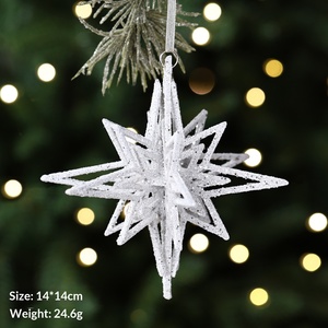 Decorazioni Natalizie in Plastica Glitterata con Forme di Fiocco di Neve, Stella a Cinque Punte e Angelo per Albero di Natale - Product Image 4