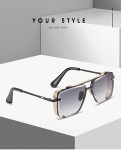 <span class=keywords><strong>Gafas</strong></span> de Sol Cuadradas de Moda de Alta Calidad para Hombre, Estilo Steampunk Dorado 2026, <span class=keywords><strong>Gafas</strong></span> de Sol Metálicas Extra Grandes con Parte Superior Plana - Product Image 2