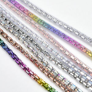 Cuerda de tubo suave de diamantes de imitación para zapatos, cuerda de 6Mm con purpurina, rectangular, denso, redondo, de cristal, superventas - Product Image 5