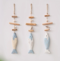 Décorations Murales Créatives en Bois Sculpté de Poissons, Style Méditerranéen, en Bois Massif, pour la Maison