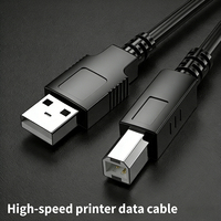 Kabel Printer USB 2.0 Hitam Berkualitas Tinggi JILIAN Berlapis Nikel Tipe A Male ke Tipe B Male