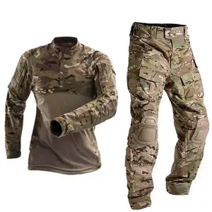 SIVI Elastic Long Sleeve Camouflage Uniform Tactical Combat Suit Tear Resistant Hunting Clothes