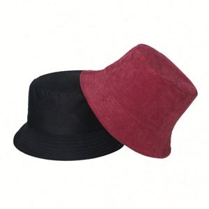 Wholesale Autumn Winter New Solid Blank Reversible Corduroy Bucket <b>Hat</b> - Product Image 2