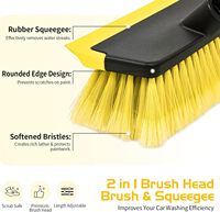 Kit de brosses de lavage réglables à long manche en nylon jaune écologique – Outil de nettoyage polyvalent pour l'extérieur des véhicules, camping-cars, bateaux, bardages et terrasses