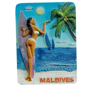 T1418 Malediven Tourismus Gedenk geschenk Seaview Stereo scopic Resin Kühlschrank Magnetic Sticker Home Decoration
