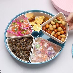 Light Luxury Plastic Fruit <strong>Tray</strong> with Wheat Straw Divider New Year Snack <strong>Candy</strong> <strong>Tray</strong> for Home Living Room Dishes &amp; Plates - Product Image 4