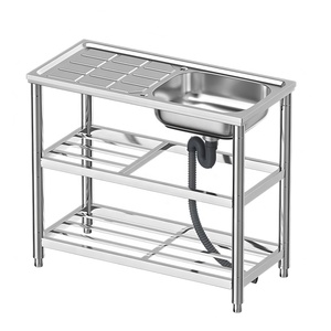 Lavello Portatile Multifunzionale in <span class=keywords><strong>Acciaio</strong></span> Inox per Cucina e <span class=keywords><strong>Bagno</strong></span>, con Piano d'Appoggio - Product Image 3