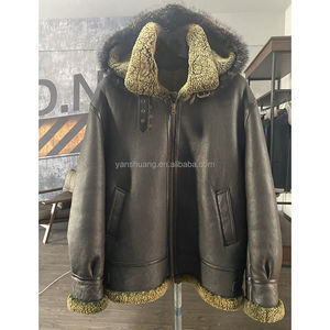 Giacca Invernale Bomber Imbottita in Vera Pelle di Pecora con Pelliccia Naturale, Taglie Forti, Stile Pilota Classico per Uomo - Product Image 4