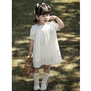 Robes d'été blanches pour petites filles, 100% coton, manches bouffantes - Product Image 4