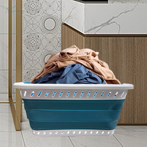 Hộ gia đình công suất lớn phòng tắm ráp giặt Hamper 42L PP + TPR Chất liệu màu xám gấp giỏ giặt - Product Image 3