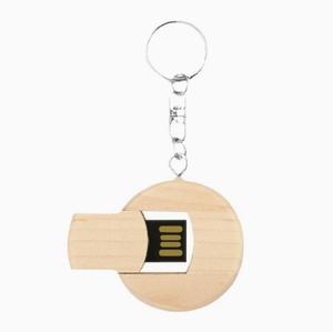 Custom Logo Rotatable Round Wooden USB Flash Drive Eco-Friendly UV Printing Personalized Gift