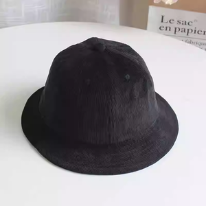 Wholesale Corduroy <b>Bucket</b> Hat Custom Logo Solid for Child Adult Winter Sunshade Casual Character for Fisherman Cap - Product Image 3